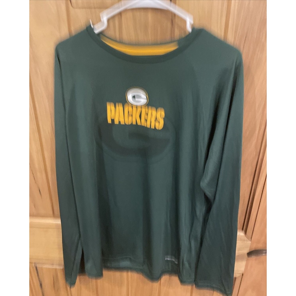 Green Bay Packers NFL Majestic Long Sleeve Shirt Mens Medium Cool Base Green